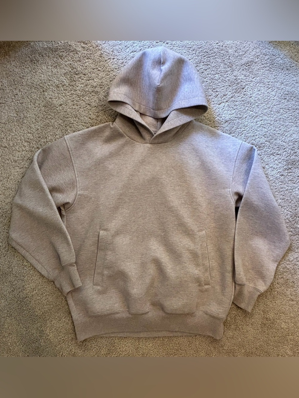 Uniqlo Unisex C Sweat Oversized Pullover Hoodie in Light Beige